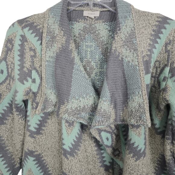 Debut Women Aztec Tribal Open Front Knit Boho Sweater Cardigan Southwestern S/M - Picture 3 of 13